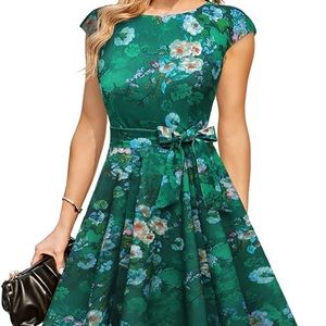 Women Cap Dress, Fit Flare Skater Midi Dress